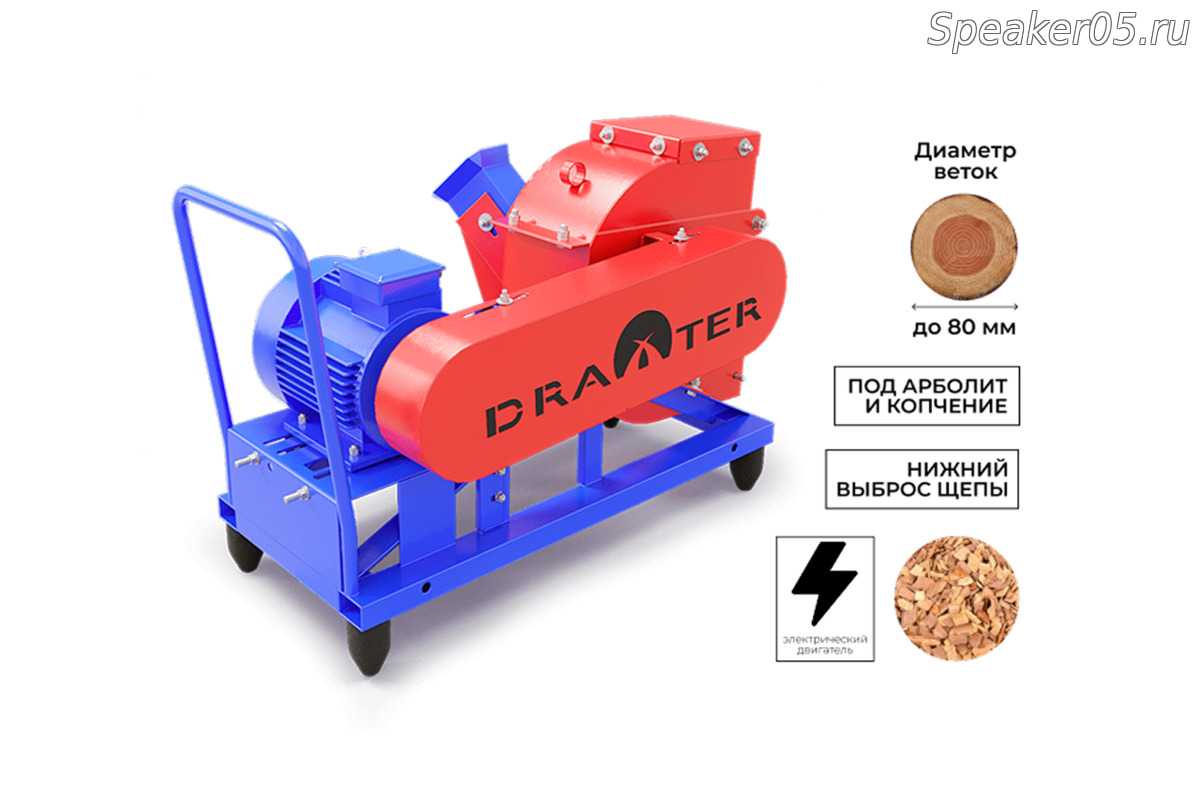 Промышленный щепорез DraXter Щ-350Э (элект; 7,5 кВт (380В); сито 12 мм.; раструб 300х300 расш.