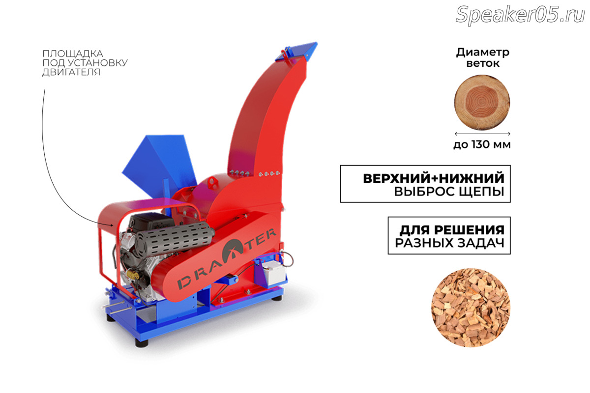 Промышленный утилизатор-щепорез DraXter УЩ-550Э (элект; без двигателя; сито 18 мм.; раструб